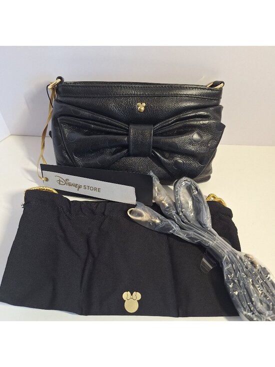 Disney Store Handbags - Disney Store Black Minnie Mouse Polka Dot Bow Leather Gold Accents Dust Bag
